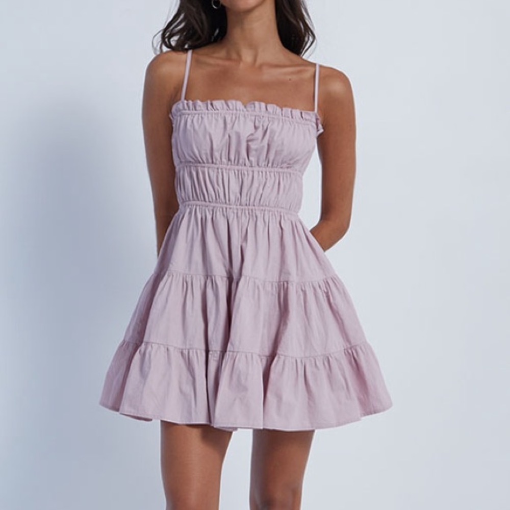 LA Hearts Ruched Tiered Mini Dress
